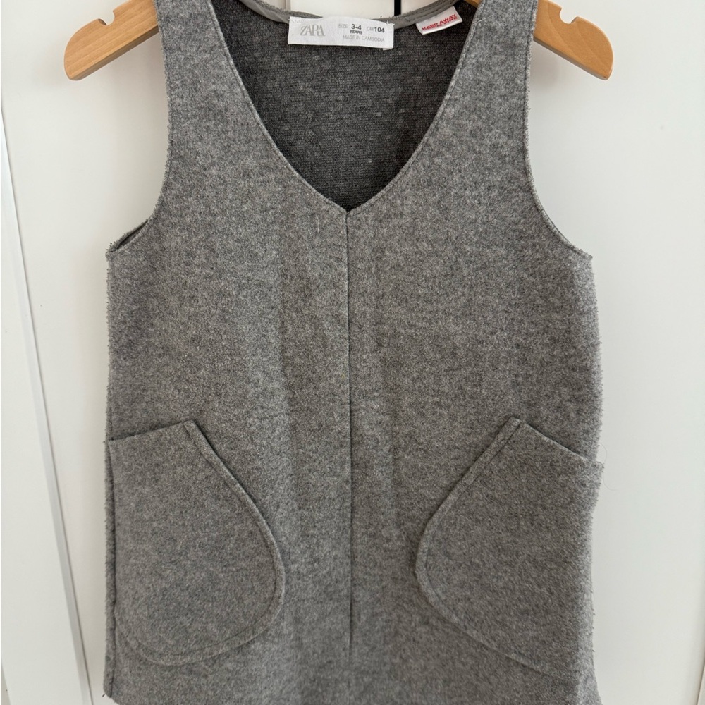 Zara Soft Gray Sleeveless Knit Pinafore Dress